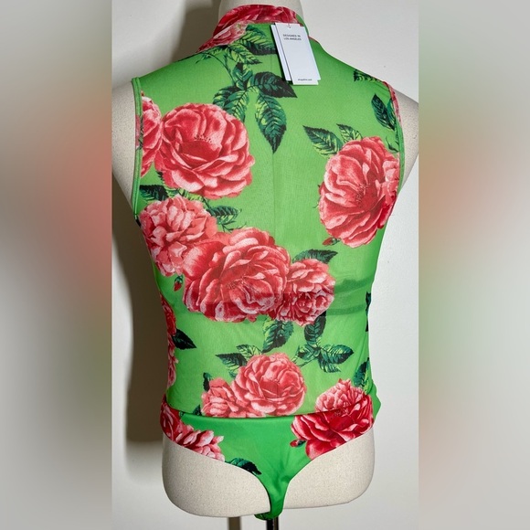 AFRM | Floral Mesh Bodysuit | Mock Neck | Women’s L - Picture 3 of 4